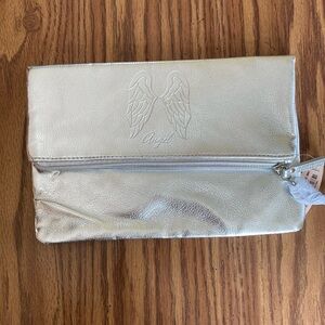 NWT VS Angels bag. Silver with VS signature stripe inside.  Silver